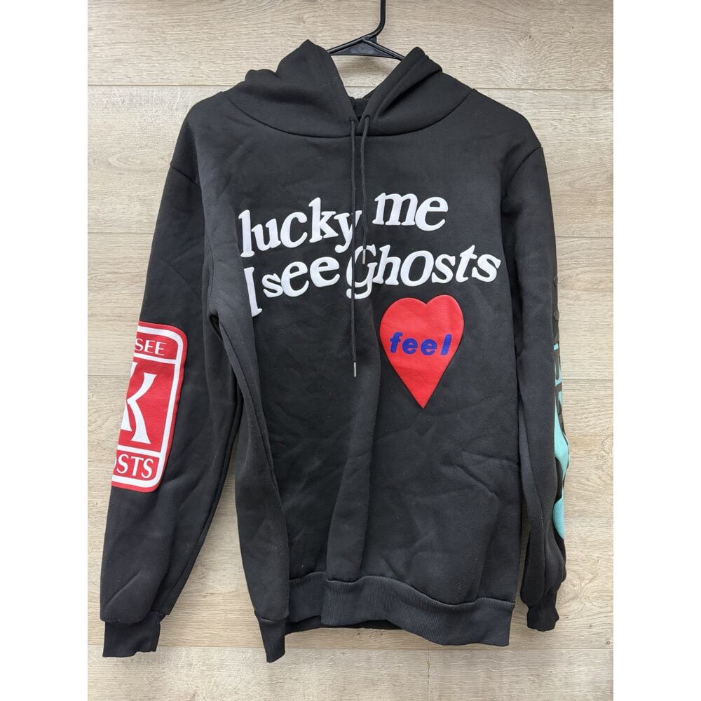 Lucky Me I See Ghosts Camp Flog Gnaw Graphic Pullover Hoodie Black Men's Medium